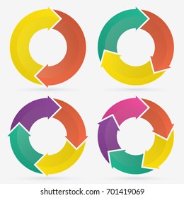 Circle Arrows Infographic Template Pie Charts With 2, 3, 4, 5 Steps