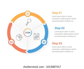 Circle arrows - infographic template with three elements, steps or options, workflow or process diagram, vector eps10 illustration