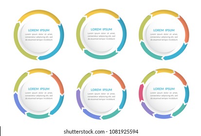 Circle Arrows For Infographics, 3 - 8 Arrows, Vector Eps10 Illustration