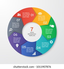 Circle arrows for infographics. Template for cycle diagram, options, graph, web design, presentation and round chart. Business concept with 7 steps. Abstract background. Vector illustration.