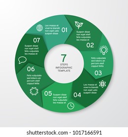 Circle arrows for infographics. Template for cycle diagram, options, graph, web design, presentation and round chart. Business concept with 7 steps. Abstract background. Vector illustration.
