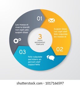 Circle arrows for infographics. Template for cycle diagram, options, graph, web design, presentation and round chart. Business concept with 3 steps. Abstract background. Vector illustration.