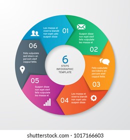 Circle arrows for infographics. Template for cycle diagram, options, graph, web design, presentation and round chart. Business concept with 6 steps. Abstract background. Vector illustration.