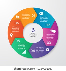 Circle arrows for infographics. Template for cycle diagram, options, graph, web design, presentation and round chart. Business concept with 6 steps. Abstract background. Vector illustration.