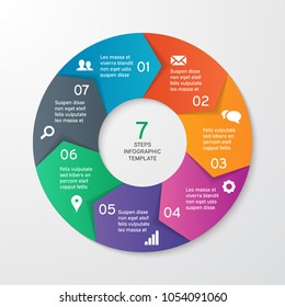Circle arrows for infographics. Template for cycle diagram, options, graph, web design, presentation and round chart. Business concept with 7 steps. Abstract background. Vector illustration.