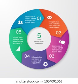 Circle arrows for infographics. Template for cycle diagram, options, graph, web design, presentation and round chart. Business concept with 5 steps. Abstract background. Vector illustration.