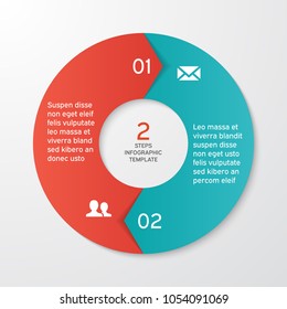 Circle arrows for infographics. Template for cycle diagram, options, graph, web design, presentation and round chart. Business concept with 2 steps. Abstract background. Vector illustration.