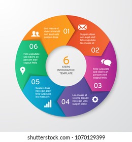 Circle arrows for infographics. Template for cycle diagram, options, graph, web design, presentation and round chart. Business concept with 6 steps. Abstract background. Vector illustration.