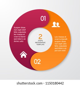 Circle arrows for infographics. Template for cycle diagram, options, graph, web design, presentation and round chart. Business concept with 2 steps. Abstract background. Vector illustration.