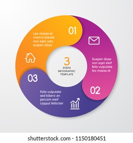 Circle arrows for infographics. Template for cycle diagram, options, graph, web design, presentation and round chart. Business concept with 3 steps. Abstract background. Vector illustration.