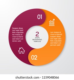 Circle arrows for infographics. Template for cycle diagram, options, graph, web design, presentation and round chart. Business concept with 2 steps. Abstract background. Vector illustration.