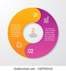 Circle arrows for infographics. Template for cycle diagram, options, graph, web design, presentation and round chart. Business concept with 2 steps. Abstract background. Vector illustration.