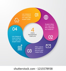 Circle arrows for infographics. Template for cycle diagram, options, graph, web design, presentation and round chart. Business concept with 4 steps. Abstract background. Vector illustration.