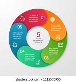 Circle arrows for infographics. Template for cycle diagram, options, graph, web design, presentation and round chart. Business concept with 5 steps. Abstract background. Vector illustration.