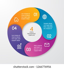 Circle arrows for infographics. Template for cycle diagram, options, graph, web design, presentation and round chart. Business concept with 4 steps. Abstract background. Vector illustration.