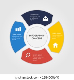 Circle arrows for infographics. Template for cycle diagram, options, graph, web design, presentation and round chart. Business concept with 4 steps. Abstract background. Vector illustration. EPS10