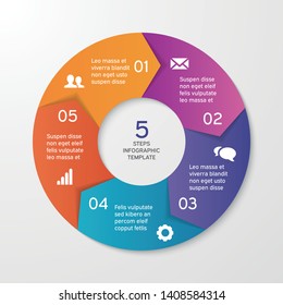 Circle arrows for infographics. Template for cycle diagram, options, graph, web design, presentation and round chart. Business concept with 5 steps. Abstract background. Vector illustration.