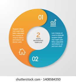 Circle arrows for infographics. Template for cycle diagram, options, graph, web design, presentation and round chart. Business concept with 2 steps. Abstract background. Vector illustration.