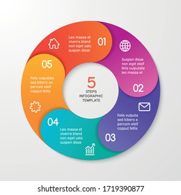 Circle arrows for infographics. Template for cycle diagram, options, graph, web design, presentation and round chart. Business concept with 5 steps. Abstract background. Vector illustration.