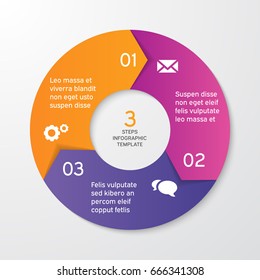 Circle arrows for infographics. Template for cycle diagram, options, graph, web design, presentation and round chart. Business concept with 3 steps. Abstract background. Vector illustration.
