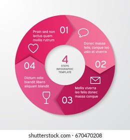 Circle arrows for infographics. Template for cycle diagram, options, graph, web design, presentation and round chart. Business concept with 4 steps. Abstract background. Vector illustration.