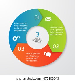 Circle arrows for infographics. Template for cycle diagram, options, graph, web design, presentation and round chart. Business concept with 3 steps. Abstract background. Vector illustration.