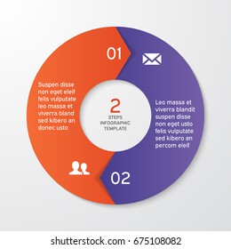 Circle arrows for infographics. Template for cycle diagram, options, graph, web design, presentation and round chart. Business concept with 2 steps. Abstract background. Vector illustration.