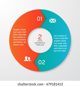 Circle arrows for infographics. Template for cycle diagram, options, graph, web design, presentation and round chart. Business concept with 2 steps. Abstract background. Vector illustration.