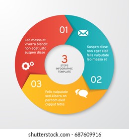 Circle arrows for infographics. Template for cycle diagram, options, graph, web design, presentation and round chart. Business concept with 3 steps. Abstract background. Vector illustration.