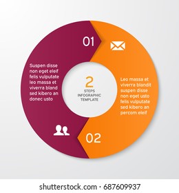 Circle arrows for infographics. Template for cycle diagram, options, graph, web design, presentation and round chart. Business concept with 2 steps. Abstract background. Vector illustration.