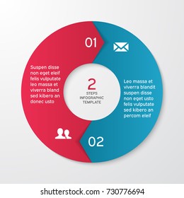Circle arrows for infographics. Template for cycle diagram, options, graph, web design, presentation and round chart. Business concept with 2 steps. Abstract background. Vector illustration.