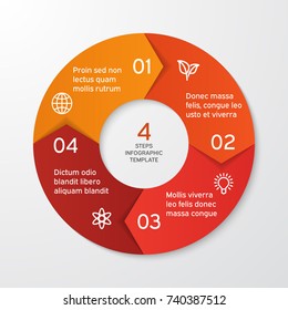 Circle arrows for infographics. Template for cycle diagram, options, graph, web design, presentation and round chart. Business concept with 4 steps. Abstract background. Vector illustration.