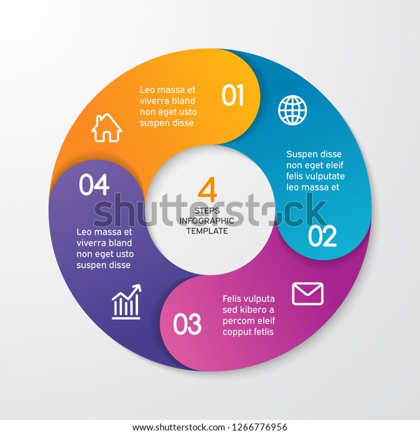 インフォグラフィックの円の矢印 循環 図 オプション グラフ ウェブデザイン プレゼンテーション および円形グラフのテンプレート 4つのステップを備えたビジネスコンセプト 抽象的な背景 ベクター イラスト のベクター画像素材 ロイヤリティフリー