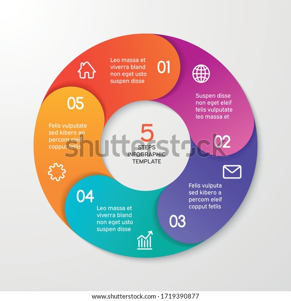 Circle arrows for infographics. Template\
for cycle diagram, options, graph, web design, presentation and\
round chart. Business concept with 5 steps. Abstract background.\
Vector illustration.
