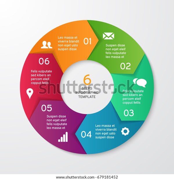 インフォグラフィックの円の矢印 循環 図 オプション グラフ ウェブデザイン プレゼンテーション および円形グラフのテンプレート 6つのステップを備えたビジネスコンセプト 抽象的な背景 ベクター イラスト のベクター画像素材 ロイヤリティフリー