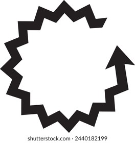 Circle arrows with jagged black lines, can also be used as a frame