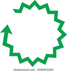 Circle arrows with jagged green lines, can also be used as a frame