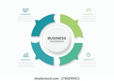 Circle arrows modern Infographic Vector Futuristic Template. Business cycle concept with 4 options, parts, steps, processes. Info graphic data template.