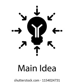 
A Circle Of Arrows Pointing Towards A Bulb Referring To Main Idea Icon
