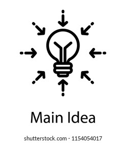 
A Circle Of Arrows Pointing Towards A Bulb Referring To Main Idea Icon
