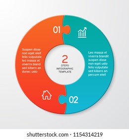 Circle arrows puzzle infographic. Template for cycle diagram, options, graph, web design, presentation and round chart. Business concept with 2 steps. Abstract background. Vector illustration.