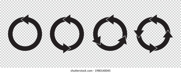 Circle Arrows Set - Different Vector Illustrations - Isolated On Transparent Background