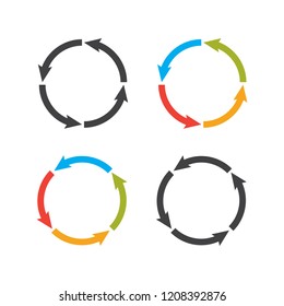 Circle arrows steps. Processes vector set for business infographic