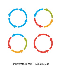 Circle arrows steps. Processes vector set for business infographic