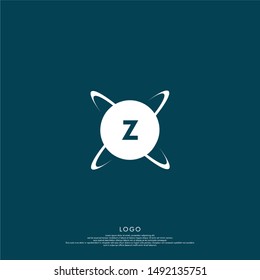 circle atom abstract Z logo letter isolated on blue background suitable for medicine, science, lab, studio, technology, education and website