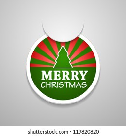 Circle attach merry christmas sticker. Vector illustration.