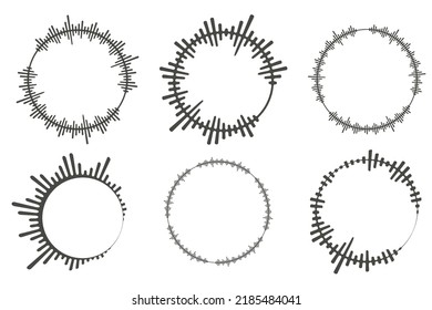 Circle audio waves. Circular music sound equalizer. Abstract radial radio and voice volume symbol. Vector illustration.