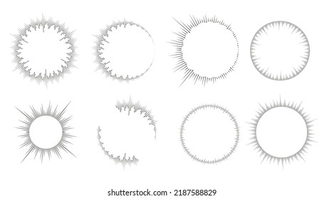 Circle audio waves. Circular music sound equalizer. Abstract radial radio and voice volume symbol. Vector illustration.