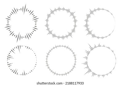 Circle audio waves. Circular music sound equalizer. Abstract radial radio and voice volume symbol. Vector illustration. svg