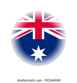 Circle Australian flag, isolated on white background, vector illustration.